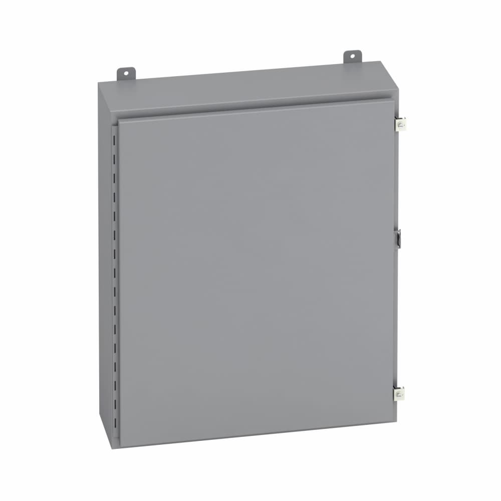 Eaton 36308-12 Eaton B-Line series wall mounted panel enclosure, 36" height, 8" length, 30" width, NEMA 12, Hinged cover, 12 enclosure, Wall mount, Medium single door, External mounting feet, Carbon steel, Seamless poured in-place gasket Eaton 36308-12 Eaton B-Line series wall mounted panel enclosure, 36" height, 8" length, 30" width, NEMA 12, Hinged cover, 12 enclosure, Wall mount, Medium single door, External mounting feet, Carbon steel, Seamless poured in-place gasket