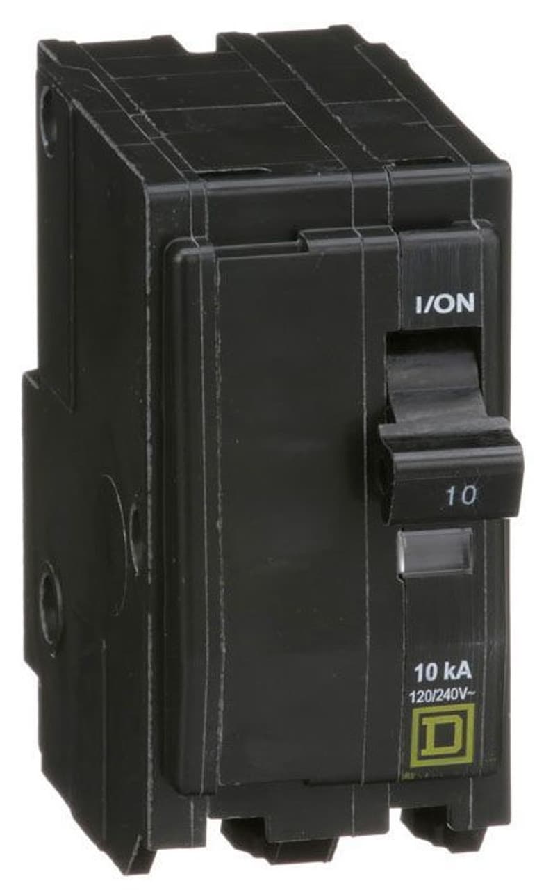 Schneider Electric QO210 Square D by Schneider Electric QO210 is a Miniature Circuit Breaker (MCB) designed for plug-in mounting. It features a plug-in connection type and is compatible with a cross-section of 14-8AWG (1 cable Al/Cu). This 2 Pole MCB is rated for 10A current, with a rated voltage of 120V to 240V AC and 48Vdc. It offers a short circuit breaking rating of 10kA at 240Vac and 5kA at 48Vdc. The QO210 is equipped with press plate type terminals. Schneider Electric QO210 Square D by Schneider Electric QO210 is a Miniature Circuit Breaker (MCB) designed for plug-in mounting. It features a plug-in connection type and is compatible with a cross-section of 14-8AWG (1 cable Al/Cu). This 2 Pole MCB is rated for 10A current, with a rated voltage of 120V to 240V AC and 48Vdc. It offers a short circuit breaking rating of 10kA at 240Vac and 5kA at 48Vdc. The QO210 is equipped with press plate type terminals.