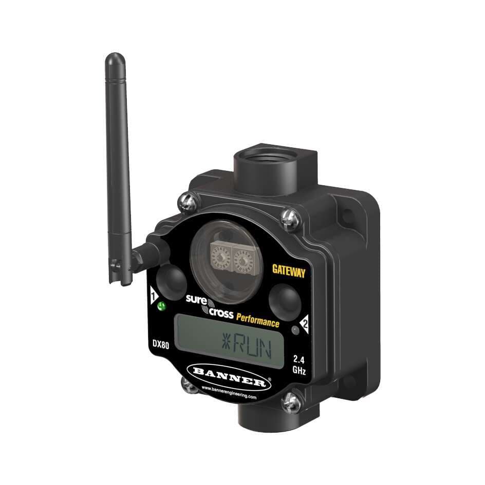 Banner DX80G2M6S-PM2 PM Series Gateway -LCD Selectable I/O Mapping; 2.4 GHz, IP67 /NEMA 6; Inputs:Four Selectable NPN/PNP Discrete; Two 0-20 mA; Outputs: Four PNP Discrete; Two 0-20 mA Banner DX80G2M6S-PM2 PM Series Gateway -LCD Selectable I/O Mapping; 2.4 GHz, IP67 /NEMA 6; Inputs:Four Selectable NPN/PNP Discrete; Two 0-20 mA; Outputs: Four PNP Discrete; Two 0-20 mA