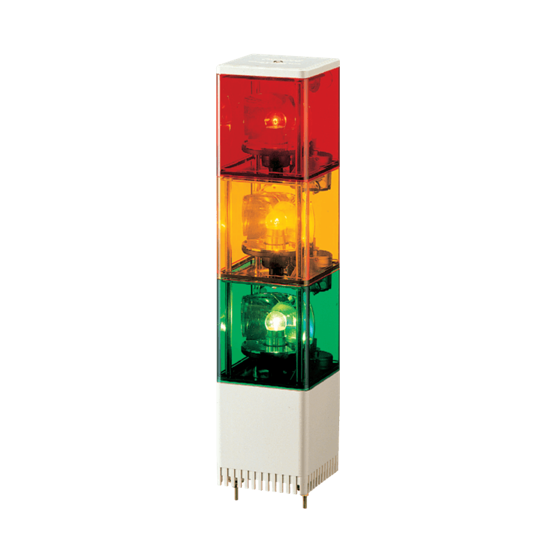 Patlite KJS-302-RYG-FA001 82mm 3-tier, Rotating Cube Type Signal Tower with Bulb Red, amber and green modules Patlite KJS-302-RYG-FA001 82mm 3-tier, Rotating Cube Type Signal Tower with Bulb Red, amber and green modules