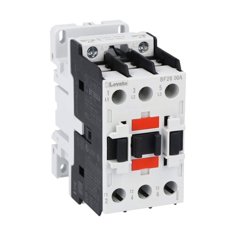 Lovato Electric BF2600A042 BF2600A042 Lovato - Three-pole contactor, IEC operating current Ie (AC3) = 26A, AC coil 50/60Hz, 42VAC Lovato Electric BF2600A042 BF2600A042 Lovato - Three-pole contactor, IEC operating current Ie (AC3) = 26A, AC coil 50/60Hz, 42VAC