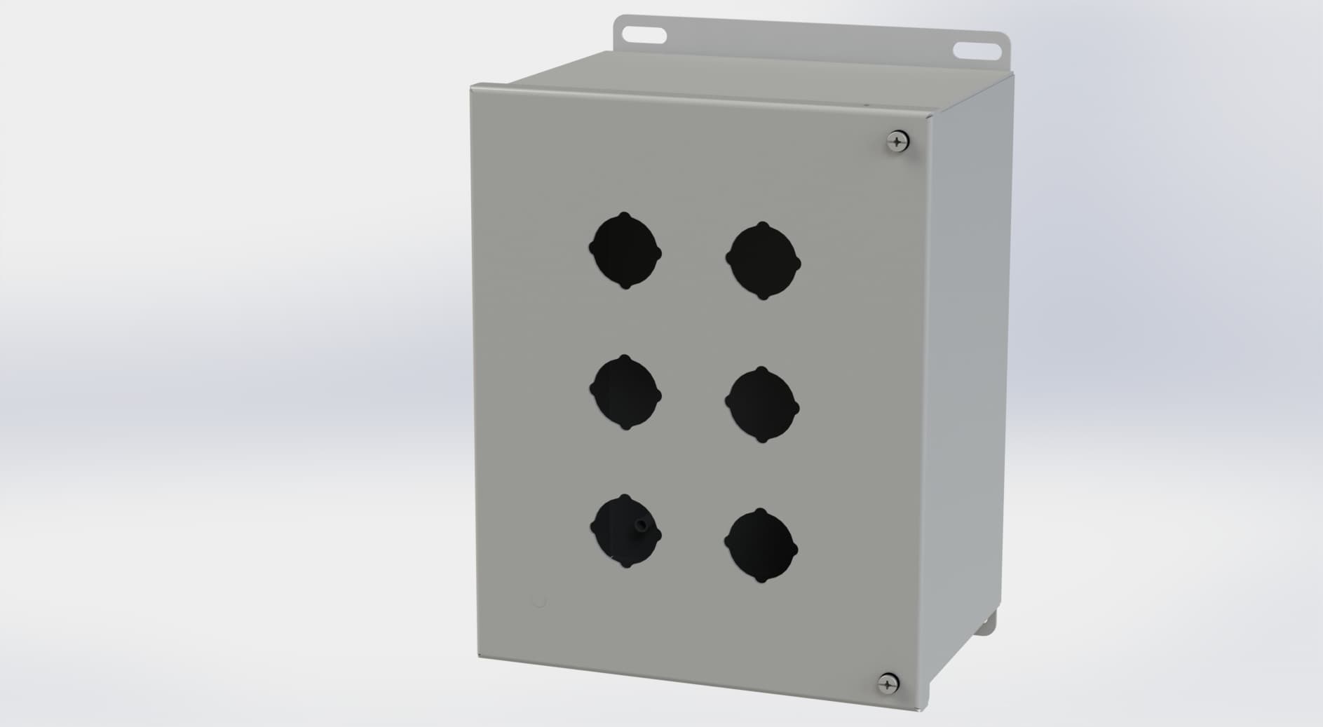 Saginaw Control SCE-6PBH Hinged PB Enclosure, Height:10.13", Width:8.00", Depth:6.00", ANSI-61 gray powder coating inside and out. Optional sub-panels are powder coated white. Saginaw Control SCE-6PBH Hinged PB Enclosure, Height:10.13", Width:8.00", Depth:6.00", ANSI-61 gray powder coating inside and out. Optional sub-panels are powder coated white.