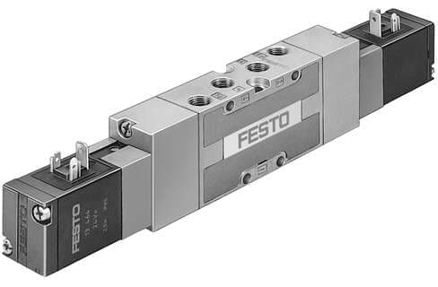 Festo 30997 solenoid valve MVH-5/3G-1/8-S-B With solenoid coil and manual override, without plug socket. Valve function: 5/3 closed, Type of actuation: electrical, Width: 26 mm, Standard nominal flow rate: 1000 l/min, Operating pressure: -0,9 - 10 bar Festo 30997 solenoid valve MVH-5/3G-1/8-S-B With solenoid coil and manual override, without plug socket. Valve function: 5/3 closed, Type of actuation: electrical, Width: 26 mm, Standard nominal flow rate: 1000 l/min, Operating pressure: -0,9 - 10 bar
