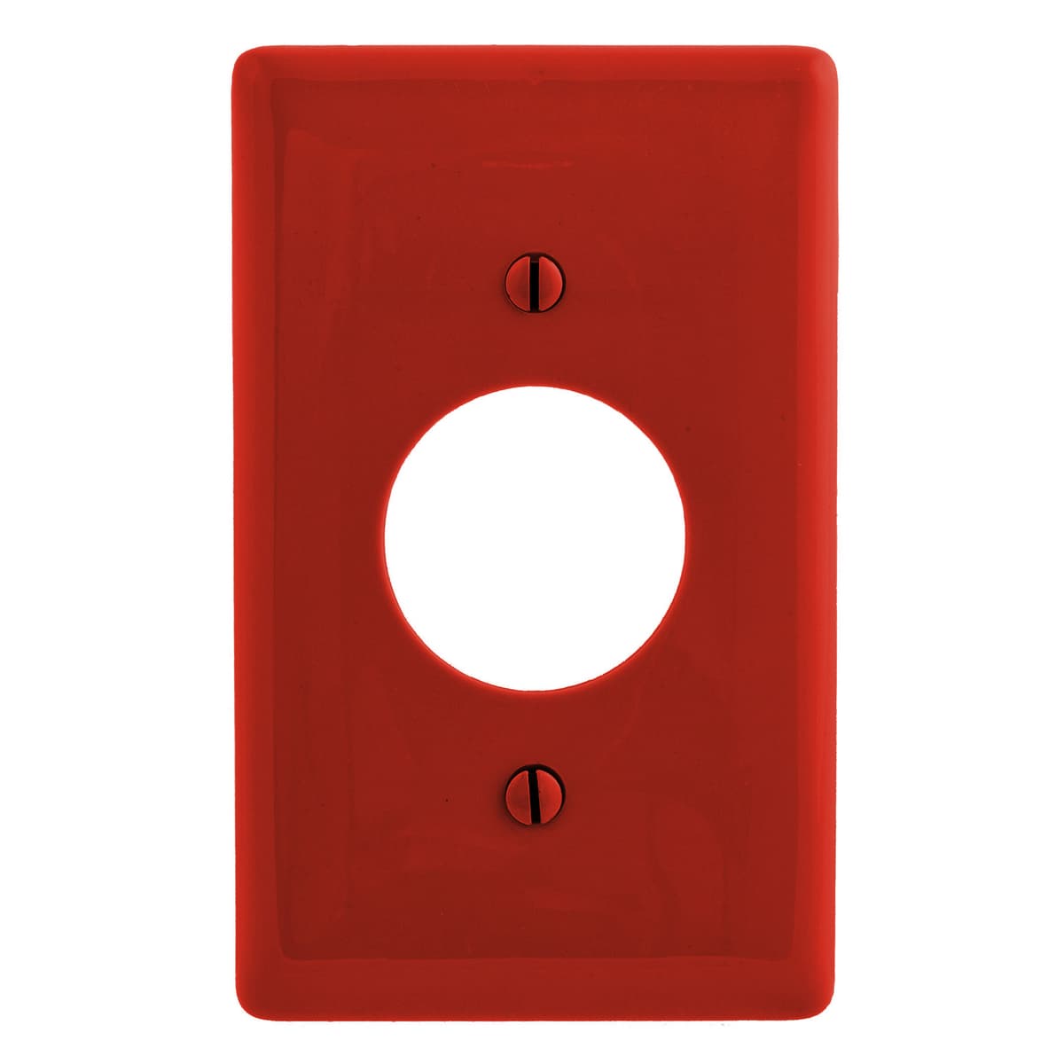 Hubbell NP7R Wallplates and Box Covers, Wallplate, Nylon, 1-Gang, 1) 1.40" Opening, Red. ; Reinforcement ribs for extra strength ; Captive screw feature holds mounting screw in place ; High-impact, self-extinguishing nylon material ; 1-Single 1.40 in. (35.6) Diameter Hubbell NP7R Wallplates and Box Covers, Wallplate, Nylon, 1-Gang, 1) 1.40" Opening, Red. ; Reinforcement ribs for extra strength ; Captive screw feature holds mounting screw in place ; High-impact, self-extinguishing nylon material ; 1-Single 1.40 in. (35.6) Diameter