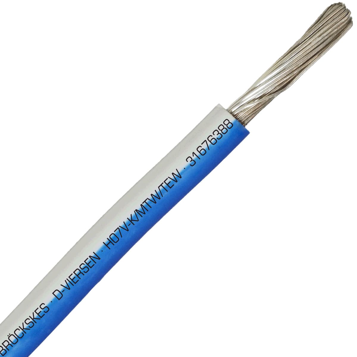 SAB 31676388 H07V-K/MTW/TEW- (UL/CSA/CE) - 8 AWG hook-up wire, White/Blue SAB 31676388 H07V-K/MTW/TEW- (UL/CSA/CE) - 8 AWG hook-up wire, White/Blue