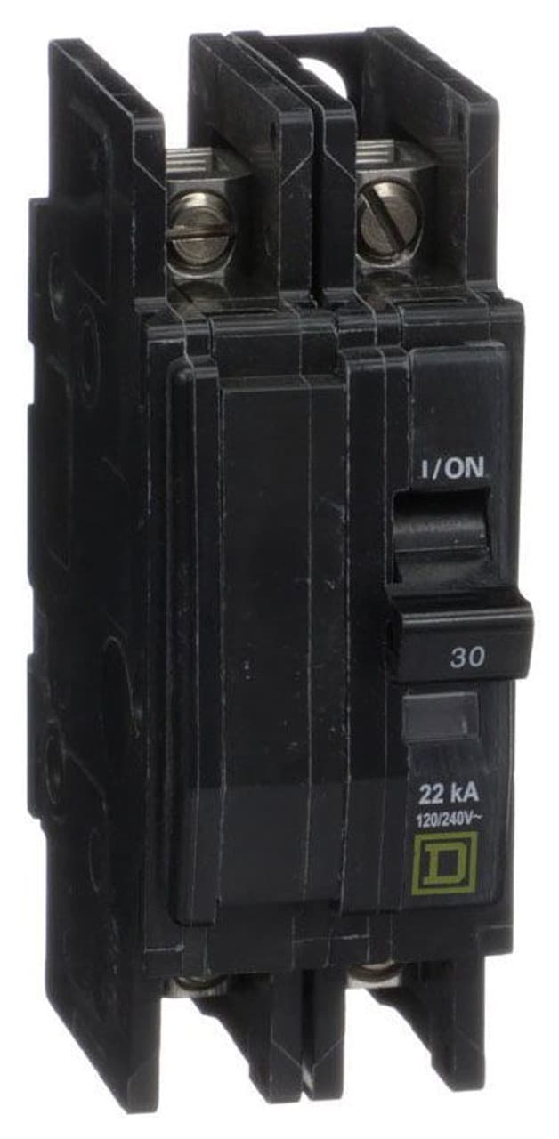Schneider Electric QOU230VH Square D by Schneider Electric QOU230VH is a unit-mount Miniature Circuit Breaker (MCB) designed for a variety of applications. It features a 2-pole configuration and is capable of handling a rated current of 30A. This MCB is equipped with slotted box lugs connections for both load and line sides, facilitating easy installation. It is suitable for use with a cross-section of 14-2AWG (1 cable Al/Cu), ensuring compatibility with a wide range of wiring requirements. The QOU230VH operates at a rated voltage of 120V to 240V AC and offers a short circuit breaking rating of 22kA at 240Vac and 5kA at 48Vdc. Its terminals are of the box lugs type, designed for secure and reliable connections. Schneider Electric QOU230VH Square D by Schneider Electric QOU230VH is a unit-mount Miniature Circuit Breaker (MCB) designed for a variety of applications. It features a 2-pole configuration and is capable of handling a rated current of 30A. This MCB is equipped with slotted box lugs connections for both load and line sides, facilitating easy installation. It is suitable for use with a cross-section of 14-2AWG (1 cable Al/Cu), ensuring compatibility with a wide range of wiring requirements. The QOU230VH operates at a rated voltage of 120V to 240V AC and offers a short circuit breaking rating of 22kA at 240Vac and 5kA at 48Vdc. Its terminals are of the box lugs type, designed for secure and reliable connections.