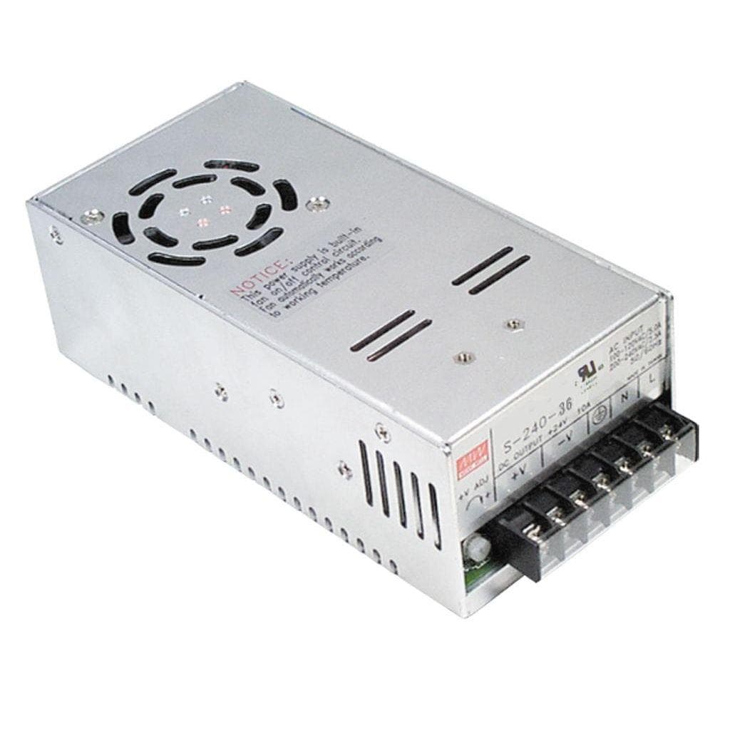 MEAN WELL S-240-24 AC-DC Enclosed power supply; Output +24Vdc at 10A; S-240-24 is succeeded by RSP-200-24. MEAN WELL S-240-24 AC-DC Enclosed power supply; Output +24Vdc at 10A; S-240-24 is succeeded by RSP-200-24.