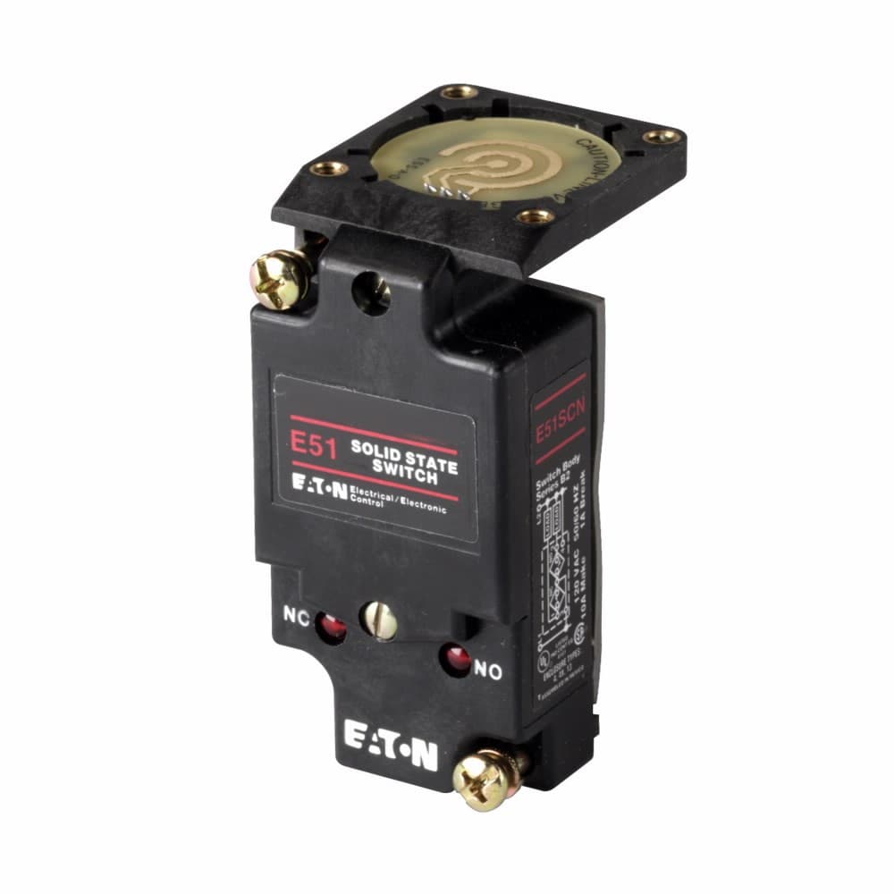 Eaton E51SCN E51SCN Eaton - Eaton E51 NEMA limit switch inductive proximity sensor, Inductive Proximity Switch body, E51 Modular, Assembly, Output ON (1 LED per output), 1.0 A solid state output, L1 switched, 120V Eaton E51SCN E51SCN Eaton - Eaton E51 NEMA limit switch inductive proximity sensor, Inductive Proximity Switch body, E51 Modular, Assembly, Output ON (1 LED per output), 1.0 A solid state output, L1 switched, 120V