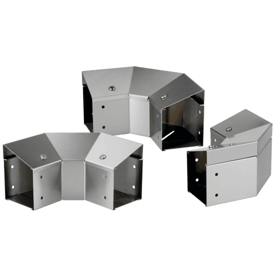 Hoffman CTS46EFCNT90SS 90-Degree Elbows, 4.00x6.00, SS Type 304, Top Cover Sloped Inward without Tabs Hoffman CTS46EFCNT90SS 90-Degree Elbows, 4.00x6.00, SS Type 304, Top Cover Sloped Inward without Tabs