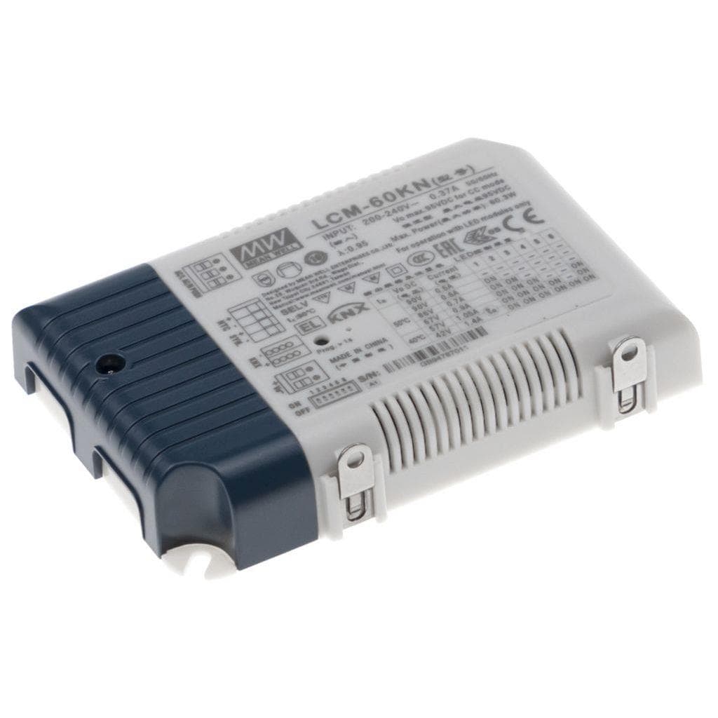 MEAN WELL LCM-60KN-AUX AC-DC Multi-Stage LED driver Constant Current (CC); Modular output 0.5A/0.6A/0.7A/0.9A/1.05A/1.4A; dimming KNX and push; Auxiliary DC output MEAN WELL LCM-60KN-AUX AC-DC Multi-Stage LED driver Constant Current (CC); Modular output 0.5A/0.6A/0.7A/0.9A/1.05A/1.4A; dimming KNX and push; Auxiliary DC output