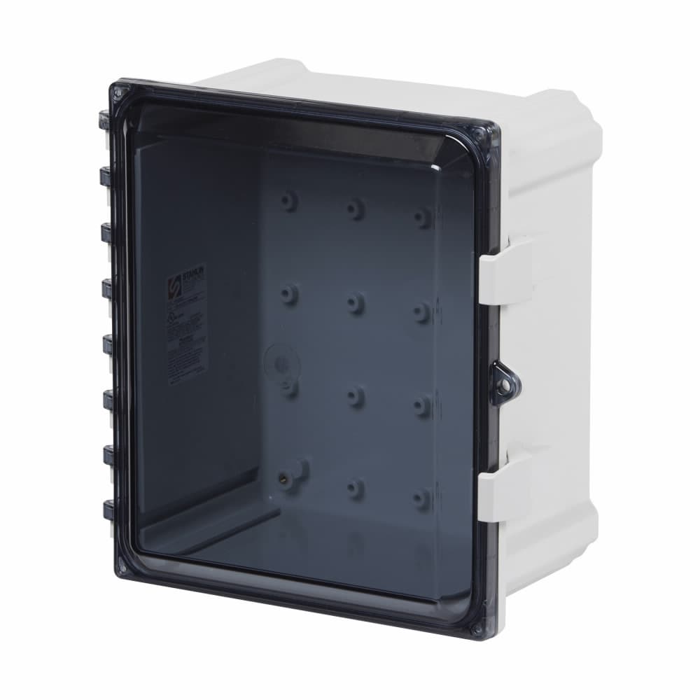 Eaton 242410-4XPCQRCC Eaton B-Line series JIC panel enclosure, 25.4" height, 11.4" length, 26.7" width, NEMA 4X, Hinged cover, 4XPCQRCC enclosure, Wall mount, Medium single door, Optional external mounting feet, Polycarbonate Eaton 242410-4XPCQRCC Eaton B-Line series JIC panel enclosure, 25.4" height, 11.4" length, 26.7" width, NEMA 4X, Hinged cover, 4XPCQRCC enclosure, Wall mount, Medium single door, Optional external mounting feet, Polycarbonate