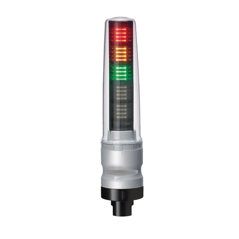 Patlite LS7-302SBWC-9D-RYGNN IP69K, 70mm, 3-tier Enclosed Signal Tower, Continuous Lighting with Buzzer, Direct Mount, 8-pin M12 connector, Dark Gray 1/2" NPT Socket, Silver body, LED colors: Red, Amber, Green Patlite LS7-302SBWC-9D-RYGNN IP69K, 70mm, 3-tier Enclosed Signal Tower, Continuous Lighting with Buzzer, Direct Mount, 8-pin M12 connector, Dark Gray 1/2" NPT Socket, Silver body, LED colors: Red, Amber, Green