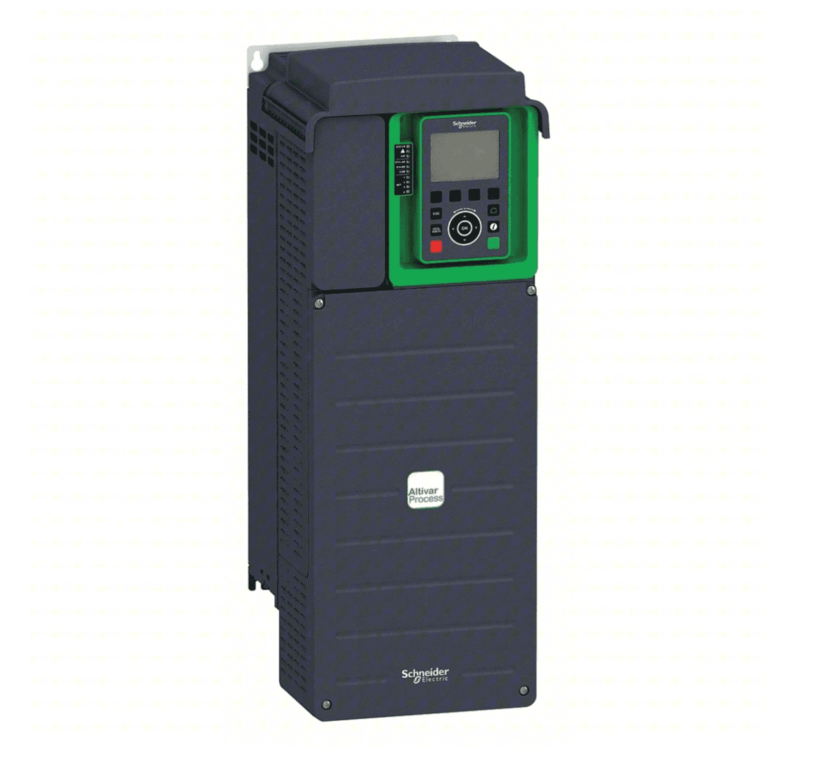 Schneider Electric ATV630D22N4 Schneider Electric ATV630D22N4 is a Variable Speed/Frequency Drive (VSD/VFD) / Inverter from the Altivar Process 630 series, designed for variable and constant load torque applications with an optimized torque mode for PM (permanent magnet) motors. It features sensorless estimated flow rate, accurate measurement, and installation energy drift detection. The drive offers embedded Ethernet for direct system configuration and monitoring, integration of actual pump curves for system optimization, and limitations on overvoltage at motor terminals. It supports continuous and historical real-time measurements with customizable dashboards, alongside predictive and preventive maintenance tracking functions. The design includes a built-in EMC filter (class C2) and is ATEX compliant. It operates on a supply voltage of 323-528Vac (380Vac / 400Vac / 480Vac / 500Vac nom.), with dimensions of H546mm x W211mm x D232mm, and a degree of protection of IP21 UL type 1. The rated current is 46.3A (normal-duty; 4kHz), 39.2A (heavy-duty; 4kHz), with a maximum current of 50.9A (normal-duty; for 60s) and 58.8A max. current (heavy-duty; for 60s). It is designed for wall mounting and uses Modbus, Modbus TCP, and Ethernet for communication. The network is 3-phase (3P) with an output frequency of 0.1-500 Hz. It includes 2 x analog outputs, 4 x digital inputs plus 2 additional digital inputs programmable as pulse inputs, 1 x digital input for Safe Torque Off (STO), and 3 x digital outputs, along with 3 x analog inputs supporting various signal types. The current consumption varies with voltage and duty, supporting 22kW (30HP) in normal-duty and 18.5kW (25HP) in heavy-duty applications. Schneider Electric ATV630D22N4 Schneider Electric ATV630D22N4 is a Variable Speed/Frequency Drive (VSD/VFD) / Inverter from the Altivar Process 630 series, designed for variable and constant load torque applications with an optimized torque mode for PM (permanent magnet) motors. It features sensorless estimated flow rate, accurate measurement, and installation energy drift detection. The drive offers embedded Ethernet for direct system configuration and monitoring, integration of actual pump curves for system optimization, and limitations on overvoltage at motor terminals. It supports continuous and historical real-time measurements with customizable dashboards, alongside predictive and preventive maintenance tracking functions. The design includes a built-in EMC filter (class C2) and is ATEX compliant. It operates on a supply voltage of 323-528Vac (380Vac / 400Vac / 480Vac / 500Vac nom.), with dimensions of H546mm x W211mm x D232mm, and a degree of protection of IP21 UL type 1. The rated current is 46.3A (normal-duty; 4kHz), 39.2A (heavy-duty; 4kHz), with a maximum current of 50.9A (normal-duty; for 60s) and 58.8A max. current (heavy-duty; for 60s). It is designed for wall mounting and uses Modbus, Modbus TCP, and Ethernet for communication. The network is 3-phase (3P) with an output frequency of 0.1-500 Hz. It includes 2 x analog outputs, 4 x digital inputs plus 2 additional digital inputs programmable as pulse inputs, 1 x digital input for Safe Torque Off (STO), and 3 x digital outputs, along with 3 x analog inputs supporting various signal types. The current consumption varies with voltage and duty, supporting 22kW (30HP) in normal-duty and 18.5kW (25HP) in heavy-duty applications.