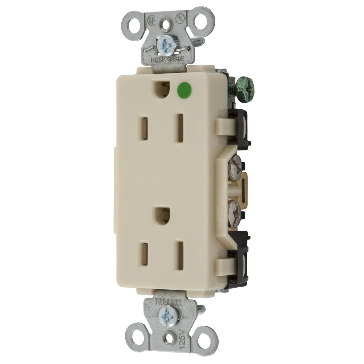 Hubbell 2172IV Straight Blade Devices, Decorator Duplex Receptacle, Hospital Grade, Hubbell-Pro, 15A 125V, 2-Pole 3-Wire Grounding, 5-15R, Ivory. ; LED Enclosed and Gasketed ; Long life 60,000 hour LEDs at L80 for reduced lumen maintenance ; Four LED color choices and Hubbell 2172IV Straight Blade Devices, Decorator Duplex Receptacle, Hospital Grade, Hubbell-Pro, 15A 125V, 2-Pole 3-Wire Grounding, 5-15R, Ivory. ; LED Enclosed and Gasketed ; Long life 60,000 hour LEDs at L80 for reduced lumen maintenance ; Four LED color choices and