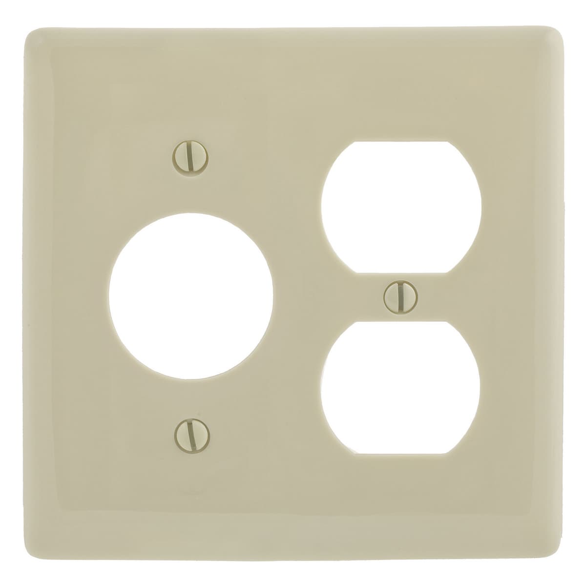 Hubbell NP78AL Wallplates, Nylon, 2-Gang, 1) Duplex, 1) 1.406" Opening, Almond ; Reinforcement ribs for extra strength ; High-impact, self-extinguishing nylon material ; Captive screw feature holds mounting screw in place ; Standard Size is 1/8" larger to give you extr Hubbell NP78AL Wallplates, Nylon, 2-Gang, 1) Duplex, 1) 1.406" Opening, Almond ; Reinforcement ribs for extra strength ; High-impact, self-extinguishing nylon material ; Captive screw feature holds mounting screw in place ; Standard Size is 1/8" larger to give you extr