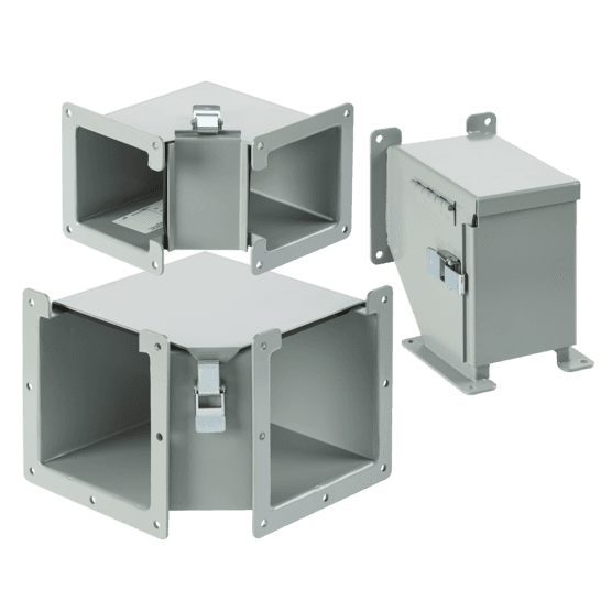 Hoffman F44LE9B 90-Degree Elbows, 4.00x4.00, Gray, Steel, Inside Opening Hoffman F44LE9B 90-Degree Elbows, 4.00x4.00, Gray, Steel, Inside Opening
