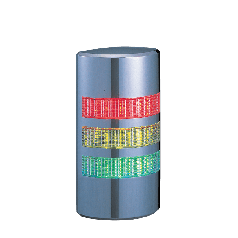 Patlite WE-302FB-RYG 37.5mm profile 3-Tier wall mount LED signal tower, AC/DC24V, continuous, flashing, alarm, chrome body. LED Colors: Red, Amber, Green Patlite WE-302FB-RYG 37.5mm profile 3-Tier wall mount LED signal tower, AC/DC24V, continuous, flashing, alarm, chrome body. LED Colors: Red, Amber, Green