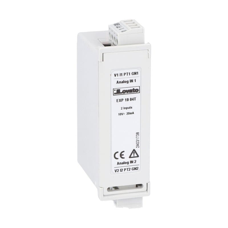 Lovato Electric EXP1004T EXP1004T Lovato - Expansion module EXP series for flush-mount products, 2 analog inputs, 0/4-20mA, PT100, 0-10V or 0...±5V, tropicalized Lovato Electric EXP1004T EXP1004T Lovato - Expansion module EXP series for flush-mount products, 2 analog inputs, 0/4-20mA, PT100, 0-10V or 0...±5V, tropicalized