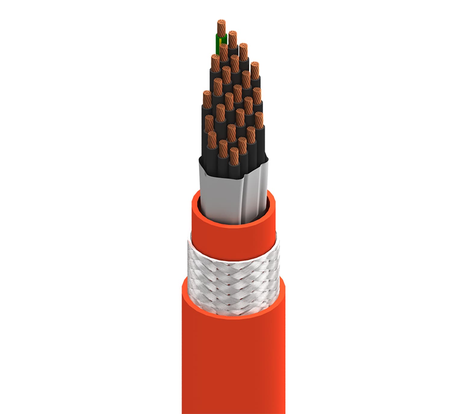 Belden 7129WS 0031000 MachFlex™ for High Flex, 24+1G Conductor 16AWG (168(7x24) x38) Bare Copper, PVC-NYL Insulation, Overall Tinned Copper Braid(85%) Shield, TPE Inner Jacket, TPE Outer Jacket, 1000V WTTC, 600V TC-ER, Orange, Reel, 1,000 ft Belden 7129WS 0031000 MachFlex™ for High Flex, 24+1G Conductor 16AWG (168(7x24) x38) Bare Copper, PVC-NYL Insulation, Overall Tinned Copper Braid(85%) Shield, TPE Inner Jacket, TPE Outer Jacket, 1000V WTTC, 600V TC-ER, Orange, Reel, 1,000 ft