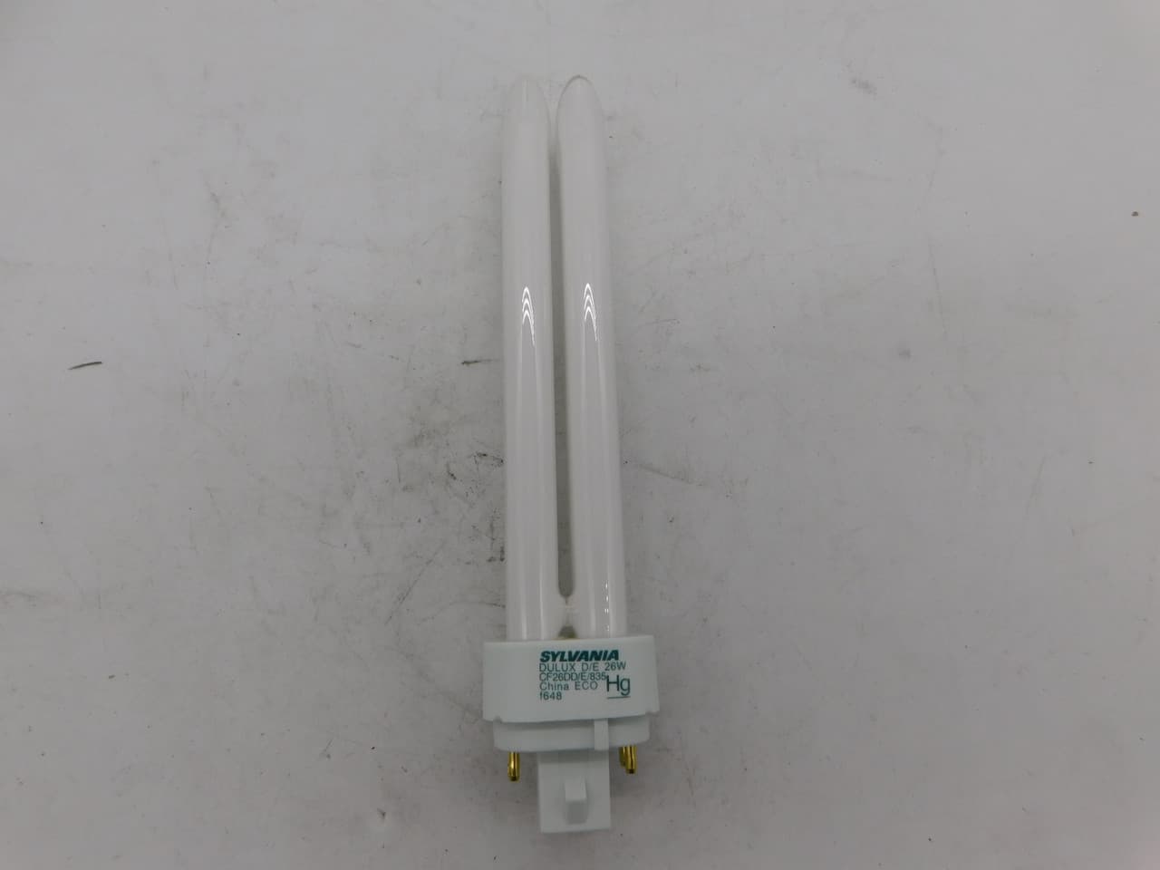 Sylvania CF26DD/E/835/ECO 6.5" L, 26 W, 1710 Lumen, 3500 K, 82 CRI, 20000 Hr Life, DULUX D/E, 2-Tube, 4-Pin G24Q-3 Base, T4, Lead-Free, Electronic/Dimmable Ballast Sylvania CF26DD/E/835/ECO 6.5" L, 26 W, 1710 Lumen, 3500 K, 82 CRI, 20000 Hr Life, DULUX D/E, 2-Tube, 4-Pin G24Q-3 Base, T4, Lead-Free, Electronic/Dimmable Ballast