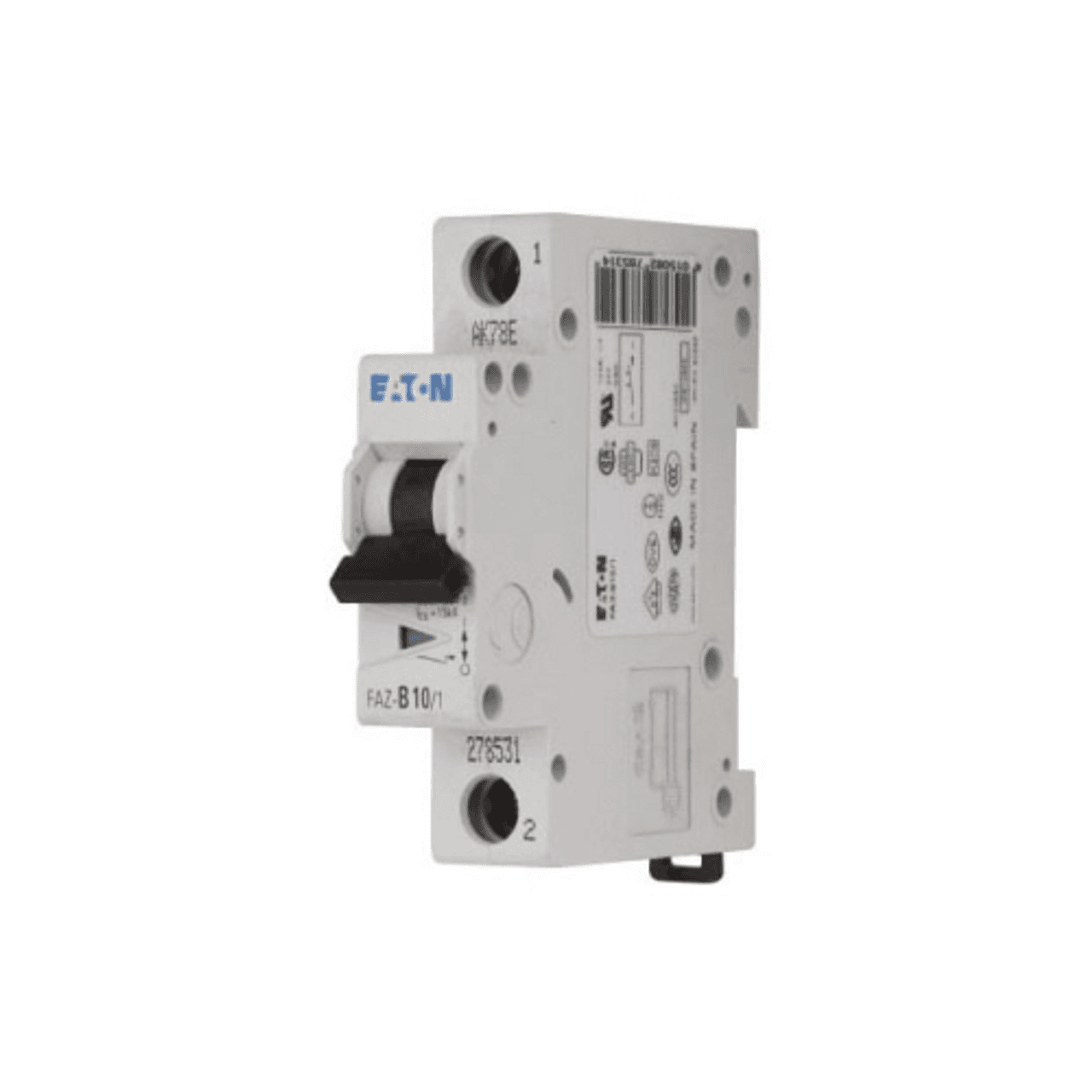 Eaton FAZ-C2/1-SP Eaton FAZ supplementary protector,UL 1077 Industrial miniature circuit breaker-supplementary protector,Single package,Medium levels of inrush current are expected,2 A,15 kAIC,Single-pole,277 V,5-10X/n,Q38,50-60 Hz,Standard terminals,C Curve Eaton FAZ-C2/1-SP Eaton FAZ supplementary protector,UL 1077 Industrial miniature circuit breaker-supplementary protector,Single package,Medium levels of inrush current are expected,2 A,15 kAIC,Single-pole,277 V,5-10X/n,Q38,50-60 Hz,Standard terminals,C Curve