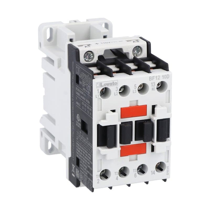 Lovato Electric BF1210D110 BF1210D110 Lovato - Three-pole contactor, IEC operating current Ie (AC3) = 12A, DC coil, 110VDC, 1NO auxiliary contact Lovato Electric BF1210D110 BF1210D110 Lovato - Three-pole contactor, IEC operating current Ie (AC3) = 12A, DC coil, 110VDC, 1NO auxiliary contact