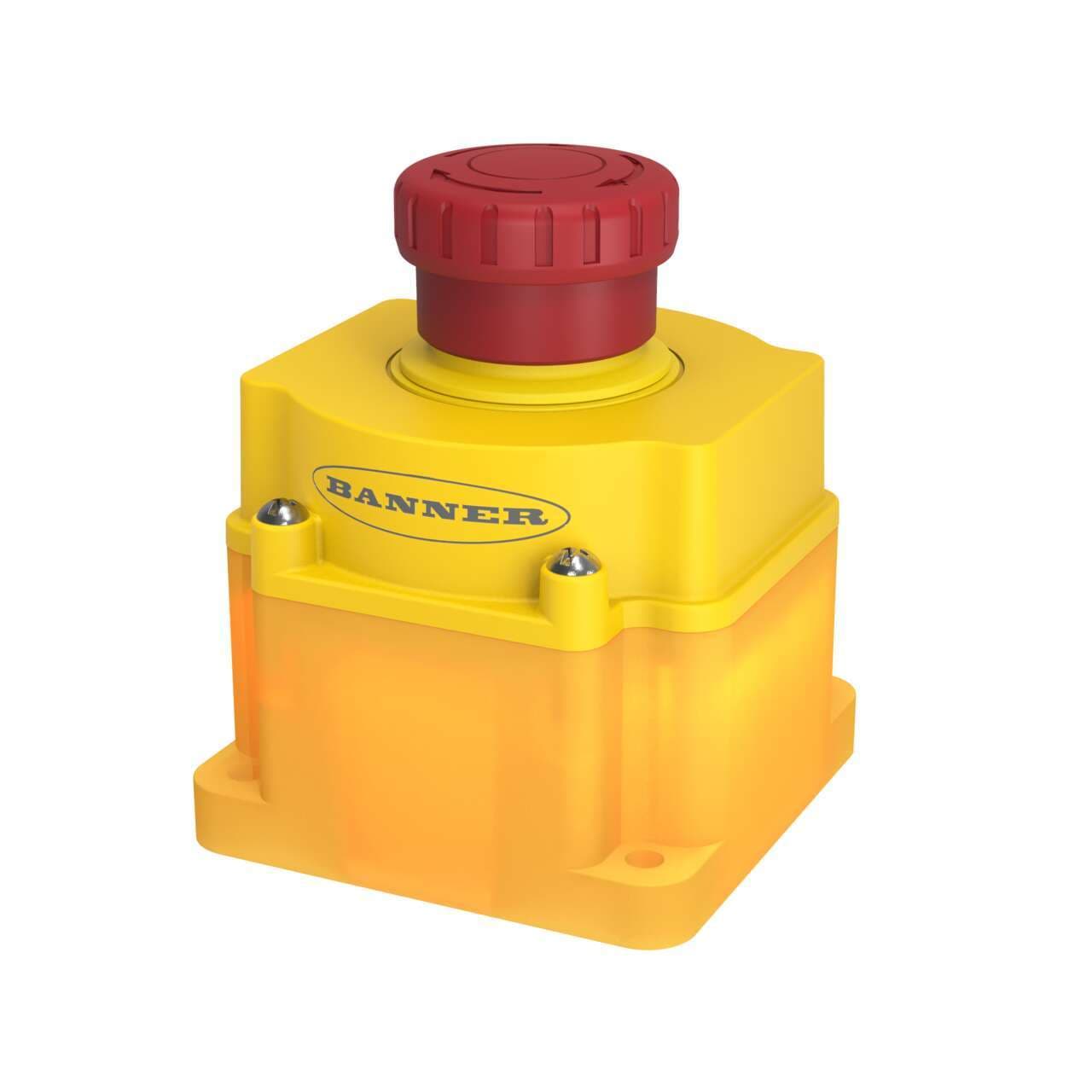 Banner SSA-EB1PLYR-12ED1Q8 Emergency Stop: Flush Mounting 40 mm Push Button; Environ. Rating: IP65; Lighted; Color: Yellow, Red Solid/Flashing; 2 N.C. Safety Contacts; 1 N.O. aux. Contacts; 8-pin M12 QD Banner SSA-EB1PLYR-12ED1Q8 Emergency Stop: Flush Mounting 40 mm Push Button; Environ. Rating: IP65; Lighted; Color: Yellow, Red Solid/Flashing; 2 N.C. Safety Contacts; 1 N.O. aux. Contacts; 8-pin M12 QD