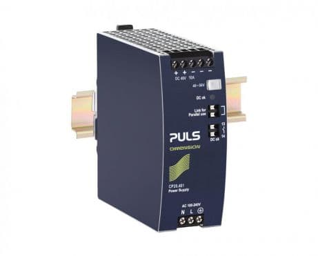 Puls CP20.481 PULS CP20.481 is a power supply unit designed for DIN rail mounting with an aluminium housing. It operates within an ambient air temperature range of -25 to +70°C and has a net width of 48mm. The unit features a current consumption of 5.5A peak max. inrush at 230Vac input and 12A peak max. inrush at 120Vac input. Its efficiency rates are 0.963 at 230Vac input, 0.95 at 120Vac input, and 0.944 at 100Vac input. The dimensions of the CP20.481 are W48mm x H124mm x D127mm. It has a 450ms start-up delay and a rise time of 120ms under nominal input with a constant full current load and 0mF load capacitance, and 170ms with 10mF load capacitance. The unit includes protection functions such as output overvoltage protection and overload/short-circuit protection, with the capability for series or parallel operation for increased output voltages or power. It is resistant to back-feeding loads up to 63V. Power dissipation/losses are 18.4W at 230Vac input and 25.1W at 120Vac input with full output load. The output stage capacitance is 2500µF. Electrical durability varies with conditions, reaching up to 509000 hours at 25°C and 5A output with 1AC 230Vac input. The ripple is 50mVpp (20Hz...20MHz; 50Ω). This AC/DC power supply unit offers a 20% power reserve and includes a DC-OK relay contact output. It features screw-clamp connections and supports a supply voltage range of 88Vdc-180Vdc and 85Vac-264Vac, with a rated current of 10A at 48Vdc, and a rated power of 480W. The output voltage is adjustable between 48Vdc and 56Vdc, with a 500mV turn-ON overshoot and a hold time of 32ms at 120/230Vac input. It is suitable for single-phase (1AC) or DC networks. Puls CP20.481 PULS CP20.481 is a power supply unit designed for DIN rail mounting with an aluminium housing. It operates within an ambient air temperature range of -25 to +70°C and has a net width of 48mm. The unit features a current consumption of 5.5A peak max. inrush at 230Vac input and 12A peak max. inrush at 120Vac input. Its efficiency rates are 0.963 at 230Vac input, 0.95 at 120Vac input, and 0.944 at 100Vac input. The dimensions of the CP20.481 are W48mm x H124mm x D127mm. It has a 450ms start-up delay and a rise time of 120ms under nominal input with a constant full current load and 0mF load capacitance, and 170ms with 10mF load capacitance. The unit includes protection functions such as output overvoltage protection and overload/short-circuit protection, with the capability for series or parallel operation for increased output voltages or power. It is resistant to back-feeding loads up to 63V. Power dissipation/losses are 18.4W at 230Vac input and 25.1W at 120Vac input with full output load. The output stage capacitance is 2500µF. Electrical durability varies with conditions, reaching up to 509000 hours at 25°C and 5A output with 1AC 230Vac input. The ripple is 50mVpp (20Hz...20MHz; 50Ω). This AC/DC power supply unit offers a 20% power reserve and includes a DC-OK relay contact output. It features screw-clamp connections and supports a supply voltage range of 88Vdc-180Vdc and 85Vac-264Vac, with a rated current of 10A at 48Vdc, and a rated power of 480W. The output voltage is adjustable between 48Vdc and 56Vdc, with a 500mV turn-ON overshoot and a hold time of 32ms at 120/230Vac input. It is suitable for single-phase (1AC) or DC networks.