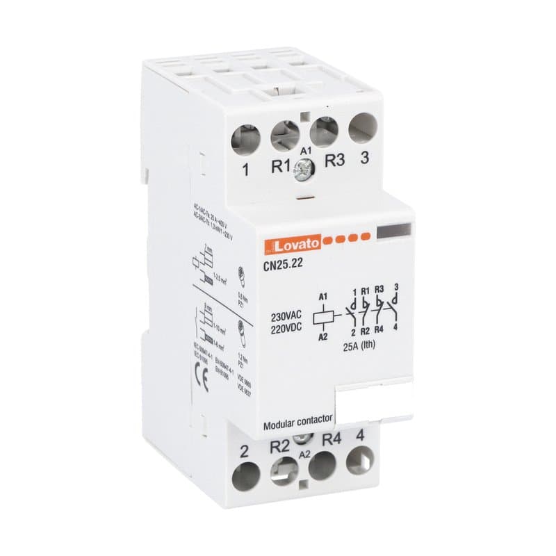 Lovato Electric CN2522220 CN2522220 Lovato - Modular contactor, three-pole or four-pole, 25A AC1, 220...230VAC (2NO+2NC) Lovato Electric CN2522220 CN2522220 Lovato - Modular contactor, three-pole or four-pole, 25A AC1, 220...230VAC (2NO+2NC)
