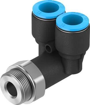 Festo 186194 push-in Y-fitting QSYL-G3/8-8 360° orientable, male thread with external hexagon. Size: Standard, Nominal size: 7,3 mm, Type of seal on screw-in stud: Sealing ring, Assembly position: Any, Container size: 1 Festo 186194 push-in Y-fitting QSYL-G3/8-8 360° orientable, male thread with external hexagon. Size: Standard, Nominal size: 7,3 mm, Type of seal on screw-in stud: Sealing ring, Assembly position: Any, Container size: 1