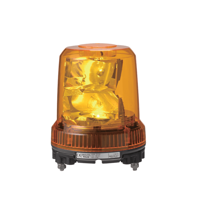 Patlite RLR-M1-P-Y 162mm Rotating Warning Light with high vibration resistance; 12-24V DC, 120mm base, Amber LED Patlite RLR-M1-P-Y 162mm Rotating Warning Light with high vibration resistance; 12-24V DC, 120mm base, Amber LED