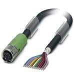 Phoenix Contact 1430132 Sensor/actuator cable, 12-position, PUR/PVC, black RAL 9005, shielded, free cable end, on Socket straight M12 SPEEDCON, coding: A, cable length: 3 m Phoenix Contact 1430132 Sensor/actuator cable, 12-position, PUR/PVC, black RAL 9005, shielded, free cable end, on Socket straight M12 SPEEDCON, coding: A, cable length: 3 m