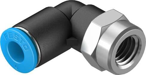 Festo 153274 push-in L-fitting QSLF-1/8-6-B 360° orientable, internal thread with external hexagon. Size: Standard, Nominal size: 4,2 mm, Assembly position: Any, Container size: 10, Design structure: Push/pull principle Festo 153274 push-in L-fitting QSLF-1/8-6-B 360° orientable, internal thread with external hexagon. Size: Standard, Nominal size: 4,2 mm, Assembly position: Any, Container size: 10, Design structure: Push/pull principle