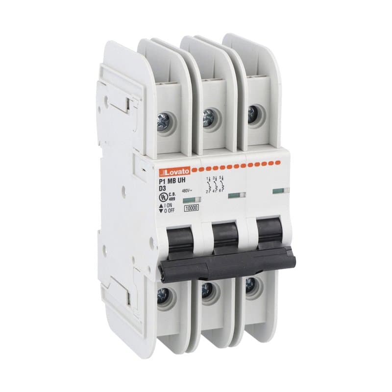 Lovato Electric P1MBUH3PD05 P1MBUH3PD05 Lovato - Miniature circuit breaker, 3P - 10kA. 3 modules, characteristic D, 5A Lovato Electric P1MBUH3PD05 P1MBUH3PD05 Lovato - Miniature circuit breaker, 3P - 10kA. 3 modules, characteristic D, 5A