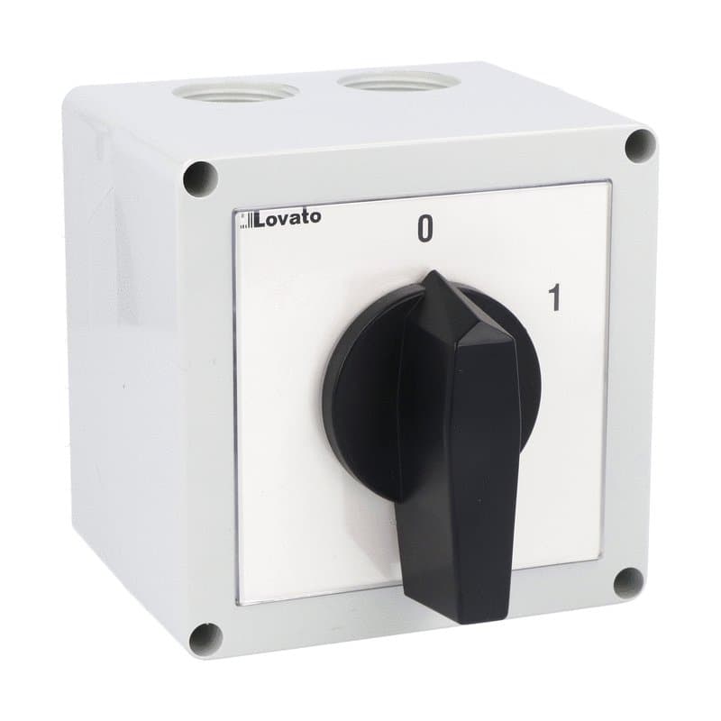 Lovato Electric 7GN4091P 7GN4091P Lovato - Enclosed rotary cam switch 7GN series, ON-OFF switch 2 poles 40A in plastic enclosure 110X110mm with black handle Lovato Electric 7GN4091P 7GN4091P Lovato - Enclosed rotary cam switch 7GN series, ON-OFF switch 2 poles 40A in plastic enclosure 110X110mm with black handle