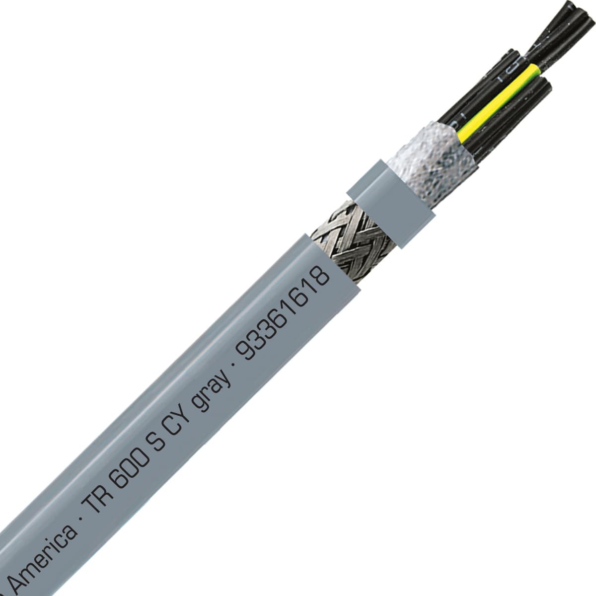 SAB 93361618 TR 600 S CY - 16 AWG/18c, shielded oil resistant flexible exposed run tray cable, UL, CSA, CE, RoHS SAB 93361618 TR 600 S CY - 16 AWG/18c, shielded oil resistant flexible exposed run tray cable, UL, CSA, CE, RoHS