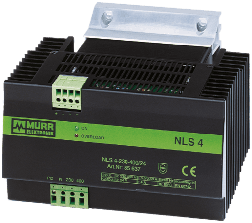 Murr Elektronik 85637 85637 Murrelektronik - NLS POWER SUPPLY 1/2-PHASE, LINEAR REGULATED, IN: 230/400VAC OUT: 24V/4ADC Murr Elektronik 85637 85637 Murrelektronik - NLS POWER SUPPLY 1/2-PHASE, LINEAR REGULATED, IN: 230/400VAC OUT: 24V/4ADC