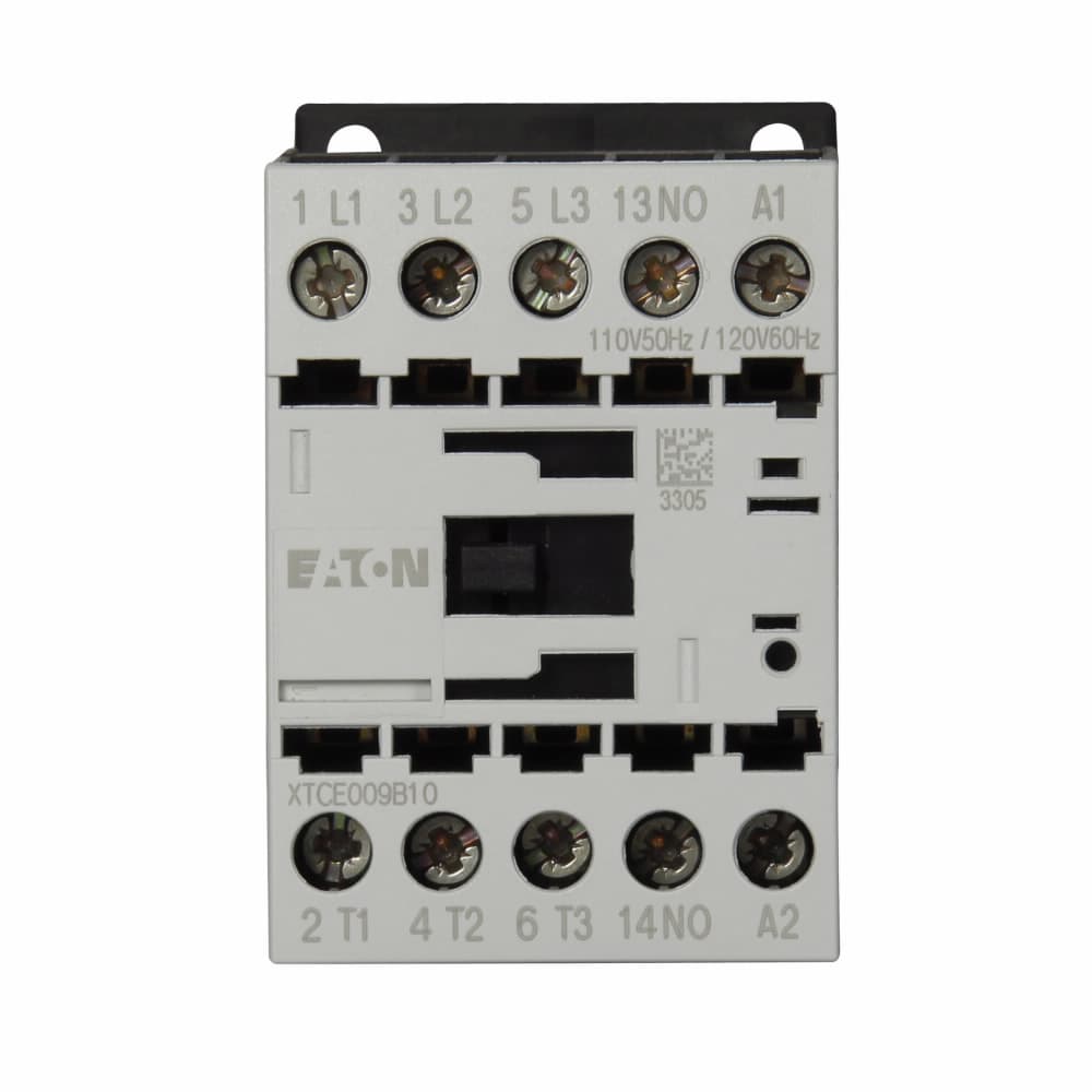 Eaton XTCE009B10T XTCE009B10T Eaton - Eaton XT IEC contactor, 9A, 24 Vac, 50-60 Hz, 1NO, 9A, Frame B, 45 mm, 50-60 Hz, 0.5, 1, 1.25/ 3, 3, 5, 7.5 hp (1/3PH @115, 200, 230/200, 230, 460, 575 V), Three-pole, Screw terminals, Full voltage non-reversing contactor Eaton XTCE009B10T XTCE009B10T Eaton - Eaton XT IEC contactor, 9A, 24 Vac, 50-60 Hz, 1NO, 9A, Frame B, 45 mm, 50-60 Hz, 0.5, 1, 1.25/ 3, 3, 5, 7.5 hp (1/3PH @115, 200, 230/200, 230, 460, 575 V), Three-pole, Screw terminals, Full voltage non-reversing contactor