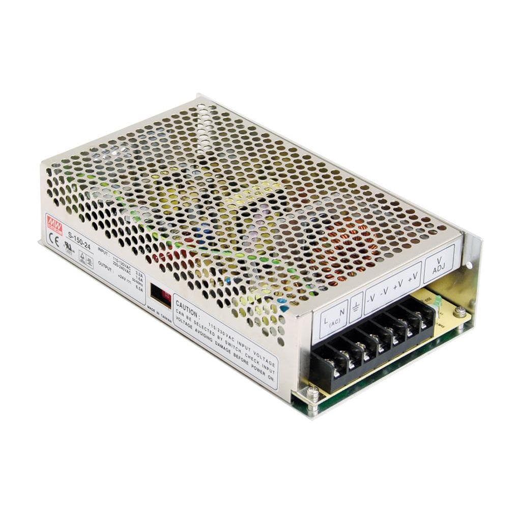 MEAN WELL S-150-7.5 AC-DC Enclosed power supply; Output +7.5Vdc at 20A; S-150-7.5 is succeeded by LRS-150-12. MEAN WELL S-150-7.5 AC-DC Enclosed power supply; Output +7.5Vdc at 20A; S-150-7.5 is succeeded by LRS-150-12.