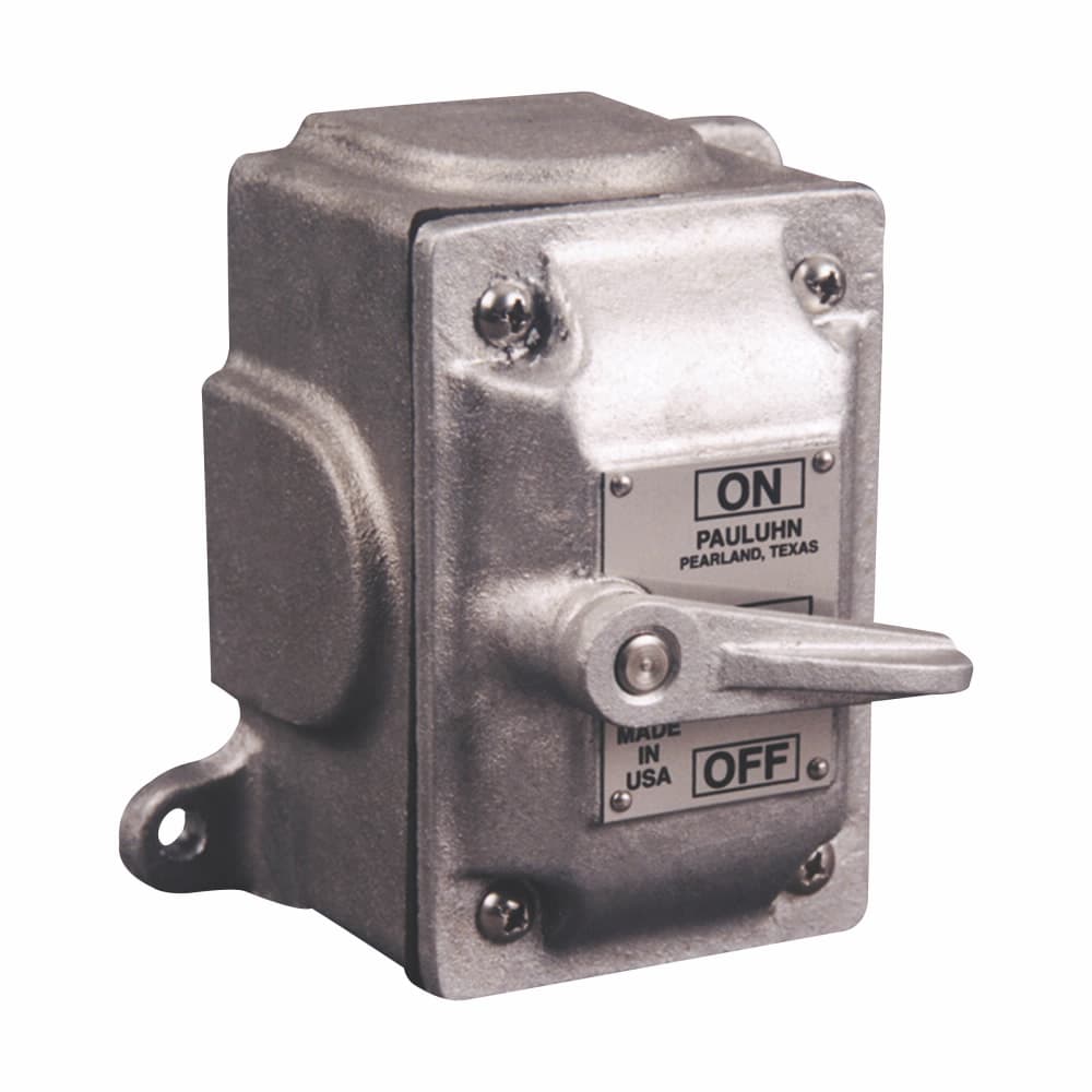 Eaton 2102B-C1 Eaton Crouse-Hinds series Pauluhn 2100 snap switch, 15A, Brass, Surface mount, Single-gang, Two-pole, Through feed entry, 1/2", 277 Vac Eaton 2102B-C1 Eaton Crouse-Hinds series Pauluhn 2100 snap switch, 15A, Brass, Surface mount, Single-gang, Two-pole, Through feed entry, 1/2", 277 Vac