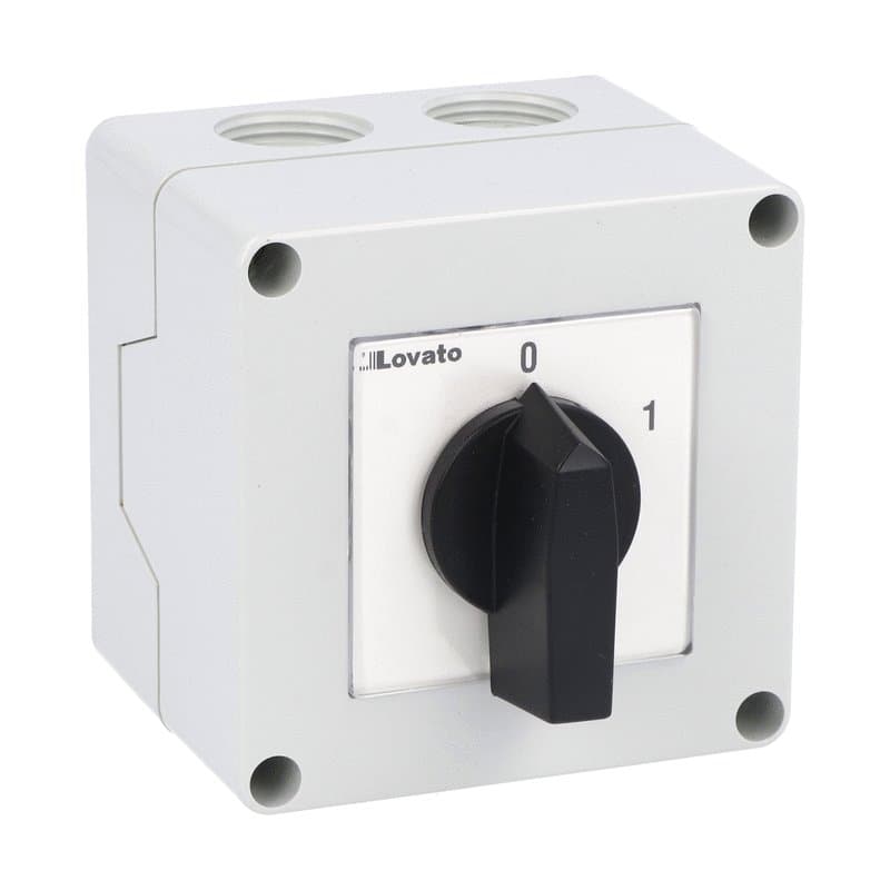 Lovato Electric 7GN1203P 7GN1203P Lovato - Enclosed rotary cam switch 7GN series, ON-OFF spring return switch 3 poles 16A in plastic enclosure 75X75mm with black handle Lovato Electric 7GN1203P 7GN1203P Lovato - Enclosed rotary cam switch 7GN series, ON-OFF spring return switch 3 poles 16A in plastic enclosure 75X75mm with black handle