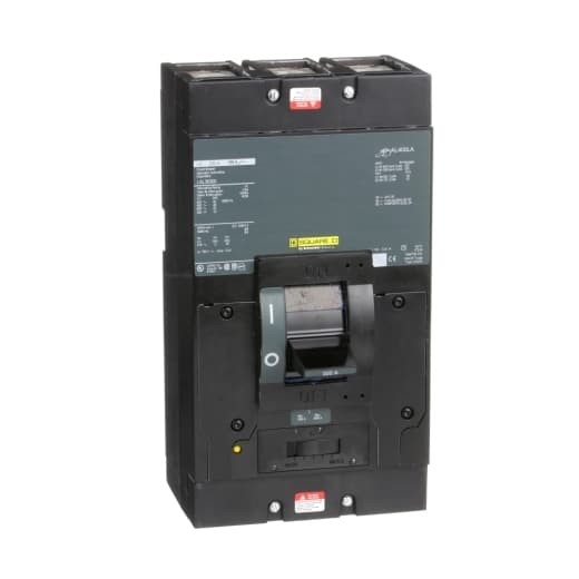 Schneider Electric LAL36300 Square D by Schneider Electric LAL36300 is a Moulded Case Circuit Breaker (MCCB) from the PowerPacT LAL sub-range, designed with a PowerPact LA-Frame 600 TMD 3P 300A 600Vac 22kA with lugs 80% rated. It features a connection type with lugs on both load and line sides and operates with 3 poles (3P). This MCCB provides thermal protection for overload scenarios and magnetic protection for short-circuit conditions. It has a rated current of 300A, a rated insulation voltage (Ui) of 750 V, and a rated voltage (AC) of 600Vac 600Y/347Vac. The unit is designed for individual unit mount on plate, with a net height of 280 mm, a net width of 153 mm, and a net depth of 150 mm. It offers a degree of protection of IP40 and operates manually via a toggle. The protection settings include over-current fixed at 300A and short-circuit pickup current adjustable between 1500A and 3000A. Its rated operating voltage (Ue) is 600 V, with a rated impulse voltage (Uimp) of 8 kV. The trip current rating is 300 AT, and the frame current rating is 600 AF. It has a short circuit breaking rating of 42kA at 240Vac, 30kA at 480Vac, 30kA at 480Y/277Vac, 22kA at 600Vac, 22kA at 600Y/347Vac, and 10kA at 250Vdc, all according to UL489 standards. The trip unit type is thermal-magnetic (adjustable) with no display, and it falls under utilisation category A. Schneider Electric LAL36300 Square D by Schneider Electric LAL36300 is a Moulded Case Circuit Breaker (MCCB) from the PowerPacT LAL sub-range, designed with a PowerPact LA-Frame 600 TMD 3P 300A 600Vac 22kA with lugs 80% rated. It features a connection type with lugs on both load and line sides and operates with 3 poles (3P). This MCCB provides thermal protection for overload scenarios and magnetic protection for short-circuit conditions. It has a rated current of 300A, a rated insulation voltage (Ui) of 750 V, and a rated voltage (AC) of 600Vac 600Y/347Vac. The unit is designed for individual unit mount on plate, with a net height of 280 mm, a net width of 153 mm, and a net depth of 150 mm. It offers a degree of protection of IP40 and operates manually via a toggle. The protection settings include over-current fixed at 300A and short-circuit pickup current adjustable between 1500A and 3000A. Its rated operating voltage (Ue) is 600 V, with a rated impulse voltage (Uimp) of 8 kV. The trip current rating is 300 AT, and the frame current rating is 600 AF. It has a short circuit breaking rating of 42kA at 240Vac, 30kA at 480Vac, 30kA at 480Y/277Vac, 22kA at 600Vac, 22kA at 600Y/347Vac, and 10kA at 250Vdc, all according to UL489 standards. The trip unit type is thermal-magnetic (adjustable) with no display, and it falls under utilisation category A.