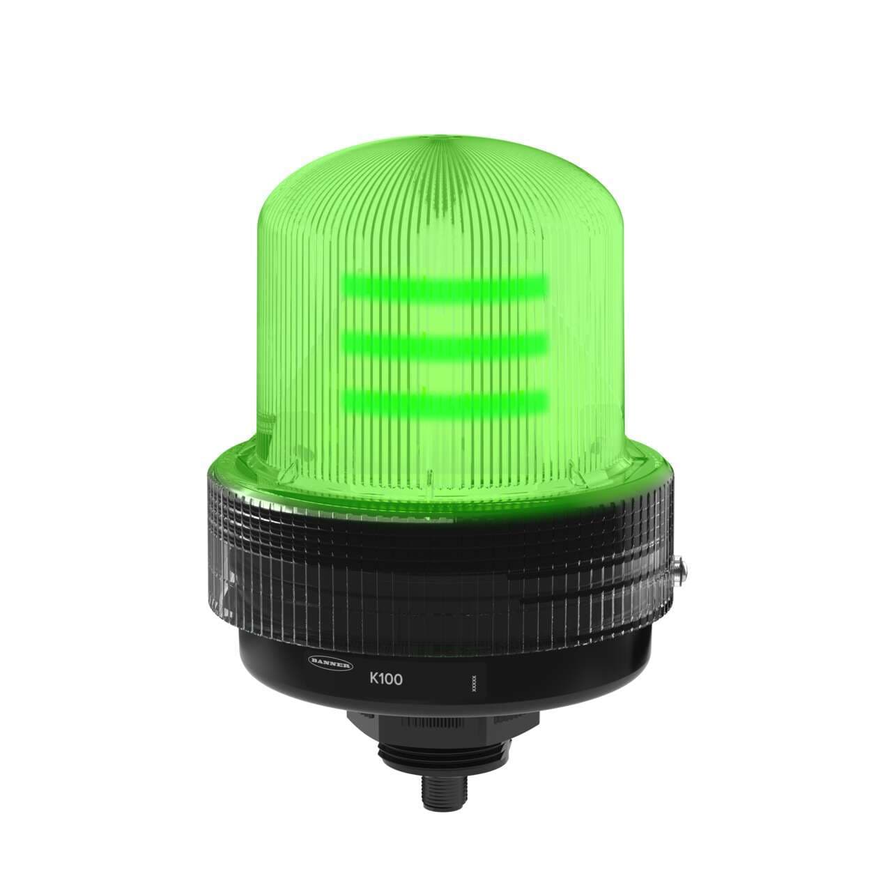 Banner K100B-BLZGQ Banner K100B-BLZGQ - K100 Basic Daylight Visible Beacon: 1-Color Indicator; 100-240 V ac; Polycarbonate; IP66; Green; 5-pin Micro Integral QD Banner K100B-BLZGQ Banner K100B-BLZGQ - K100 Basic Daylight Visible Beacon: 1-Color Indicator; 100-240 V ac; Polycarbonate; IP66; Green; 5-pin Micro Integral QD