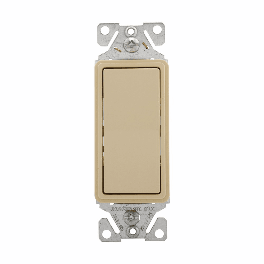 Eaton 7503-9V 7503-9V Eaton - Eaton standard grade decorator switch, Auto-grounding, #14-12 AWG, 15A, Flush, 120/277V, Back/push, Decorator, Maintained, Ivory, Motor Control, Fan, LED, Incand, ELV,MLV,CFL, Florscnt, Halogen, Three-way, Thermoplastic 737381 Eaton 7503-9V 7503-9V Eaton - Eaton standard grade decorator switch, Auto-grounding, #14-12 AWG, 15A, Flush, 120/277V, Back/push, Decorator, Maintained, Ivory, Motor Control, Fan, LED, Incand, ELV,MLV,CFL, Florscnt, Halogen, Three-way, Thermoplastic 737381