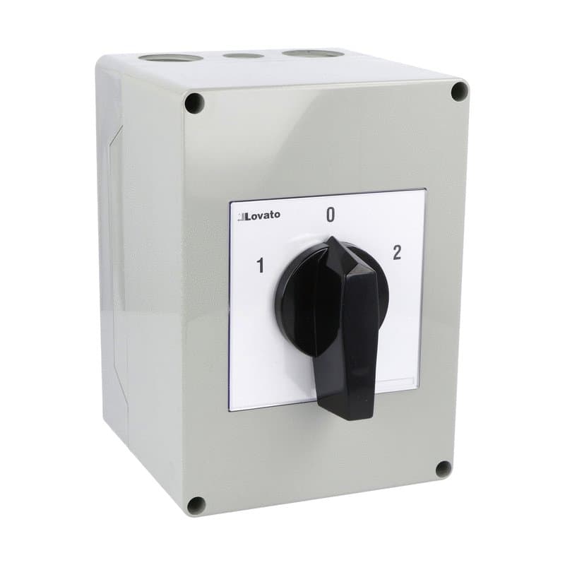 Lovato Electric 7GN6375P 7GN6375P Lovato - Enclosed rotary cam switch 7GN series, changeover switch 4 poles 63A in plastic enclosure 125X175mm with black handle Lovato Electric 7GN6375P 7GN6375P Lovato - Enclosed rotary cam switch 7GN series, changeover switch 4 poles 63A in plastic enclosure 125X175mm with black handle