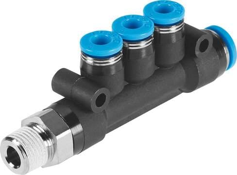 Festo 153801 push-in T-fitting QST3-1/4-5/16-3/16-U 360° orientable, 4 outlets. Size: Standard, Nominal size: 3,9 mm, Type of seal on screw-in stud: coating, Assembly position: Any, Design structure: Push/pull principle Festo 153801 push-in T-fitting QST3-1/4-5/16-3/16-U 360° orientable, 4 outlets. Size: Standard, Nominal size: 3,9 mm, Type of seal on screw-in stud: coating, Assembly position: Any, Design structure: Push/pull principle