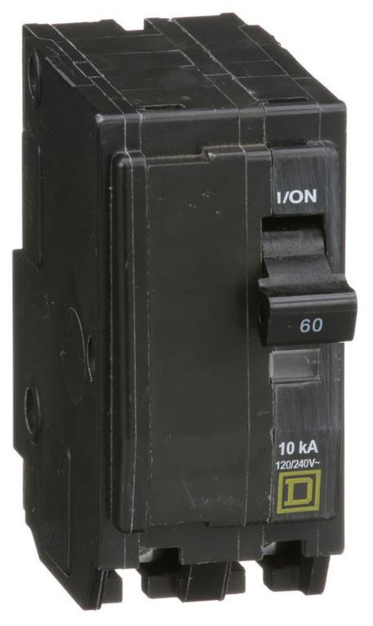 Schneider Electric QO260 Square D by Schneider Electric QO260 is a Miniature Circuit Breaker (MCB) designed for plug-in mounting. It features a rated current of 60A and accommodates a plug-in connection type. This MCB is compatible with a voltage rating of 48Vdc and 120/240Vac, supporting a cross-section of 8-2AWG for 1 aluminum or copper cable. It is a 2 Pole circuit breaker with a short circuit breaking rating of 10kA at 240Vac and 5kA at 48Vdc. The terminals are designed as box lugs for secure connections. Schneider Electric QO260 Square D by Schneider Electric QO260 is a Miniature Circuit Breaker (MCB) designed for plug-in mounting. It features a rated current of 60A and accommodates a plug-in connection type. This MCB is compatible with a voltage rating of 48Vdc and 120/240Vac, supporting a cross-section of 8-2AWG for 1 aluminum or copper cable. It is a 2 Pole circuit breaker with a short circuit breaking rating of 10kA at 240Vac and 5kA at 48Vdc. The terminals are designed as box lugs for secure connections.