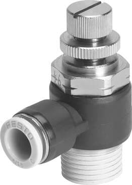 Festo 564840 one-way flow control valve GRLA-10-32-UNF-QB-5/32-U Valve function: One-way flow control function for exhaust air, Pneumatic connection, port 1: QB-5/32, Pneumatic connection, port 2: 10-32 UNF-2A, Type of actuation: manual, Adjusting element: Slotted h Festo 564840 one-way flow control valve GRLA-10-32-UNF-QB-5/32-U Valve function: One-way flow control function for exhaust air, Pneumatic connection, port 1: QB-5/32, Pneumatic connection, port 2: 10-32 UNF-2A, Type of actuation: manual, Adjusting element: Slotted h