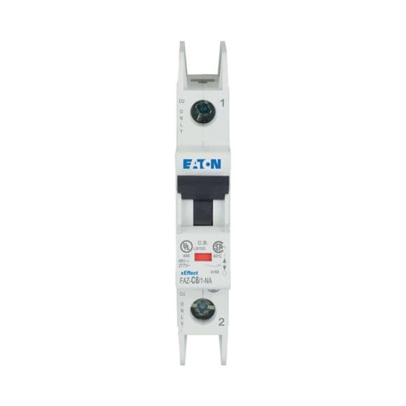 Eaton FAZ-C6/1-NA-L Miniature circuit breaker, 1 pole, 6 A, C trip curve, 240 VAC, screw terminals, UL489 Eaton FAZ-C6/1-NA-L Miniature circuit breaker, 1 pole, 6 A, C trip curve, 240 VAC, screw terminals, UL489