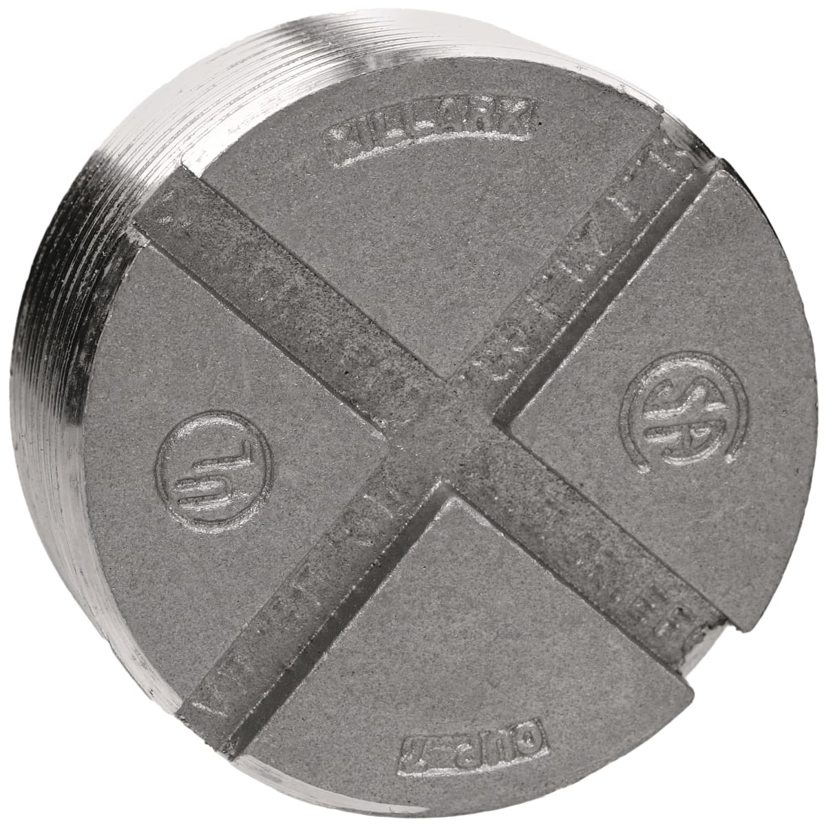 Hubbell CUP-7 2-1/2" Aluminum, Threaded Insert Plug ; Threaded hubs (NPT) ; To close up a tapped hole or hub ; Threaded hubs (NPT). Hubbell CUP-7 2-1/2" Aluminum, Threaded Insert Plug ; Threaded hubs (NPT) ; To close up a tapped hole or hub ; Threaded hubs (NPT).